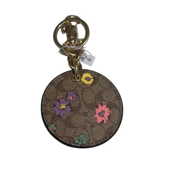 Coach Mirror Bag Charm In Signature Canvas With Spaced Floral Print - Picture 1 of 5